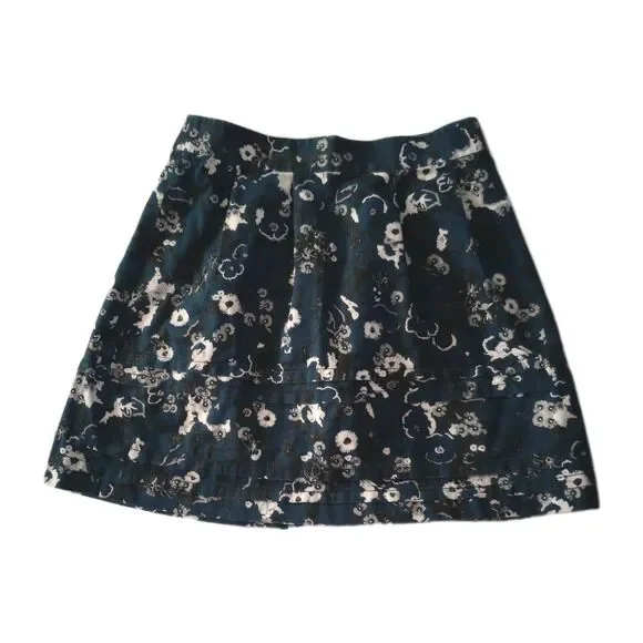Ann Taylor LOFT Navy Blue Floral Skirt sz 0 Juniors/Womens - Picture 1 of 6